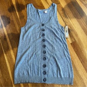 DKNY Jeans Gray Sleeveless Buttoned Tank Top Medium NWT